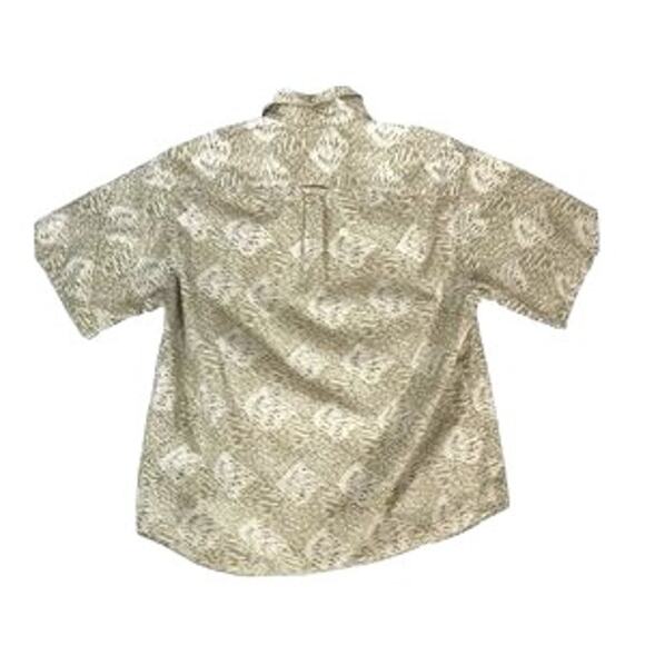 Columbia Tan Beige Fish Print Short Sleeve Button Down Shirt Men's Large - Picture 3 of 5